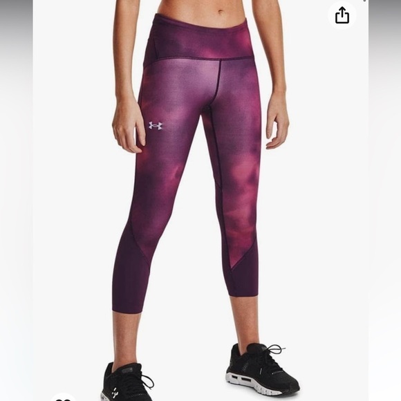 NWT Under Armour Fly Fast Crop Leggings Purple Ombré Mid Rise Compression - Picture 1 of 7